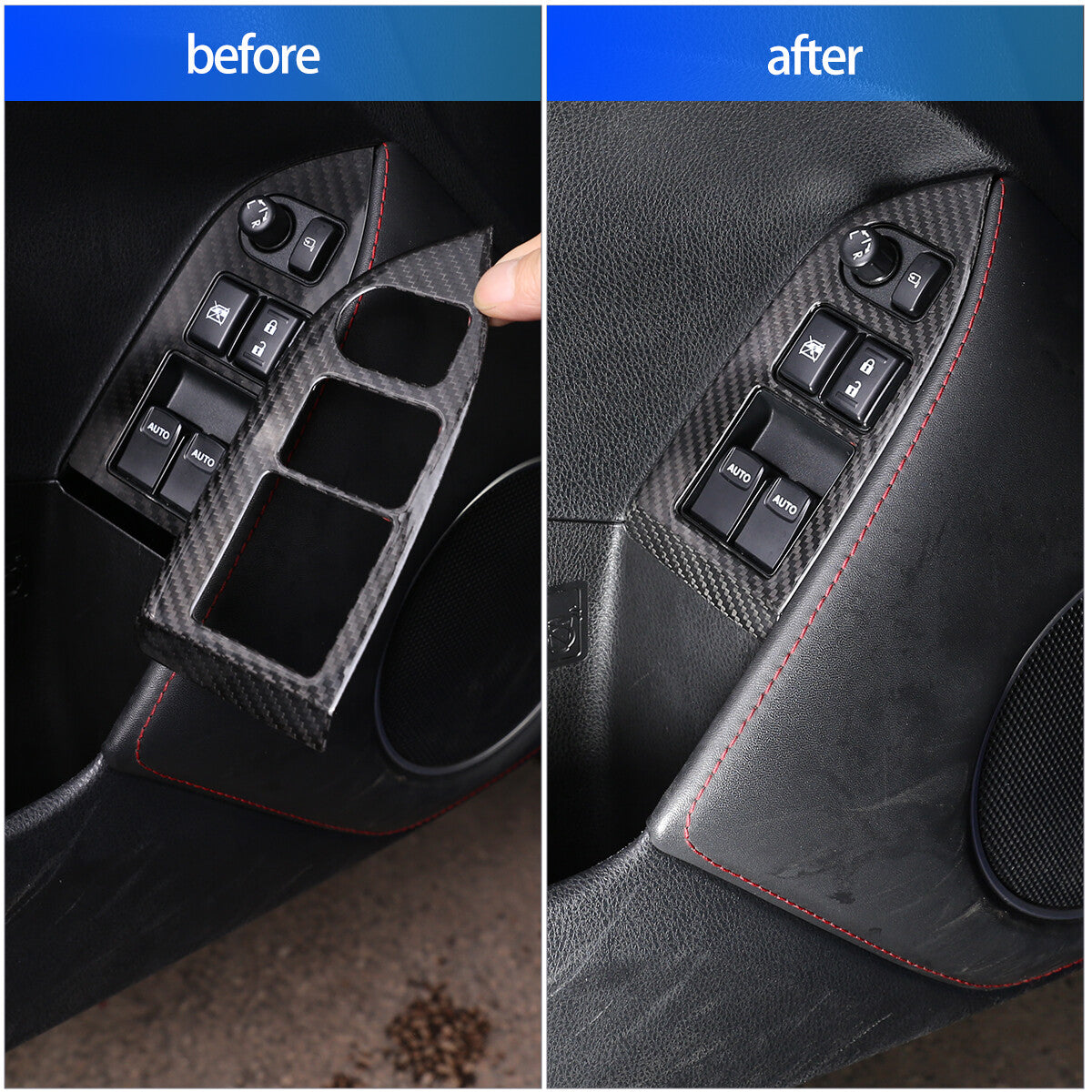 Carbon Fiber Window Lift Panel Switch Cover Trim For Toyota 86/Subaru BRZ 12-20 7