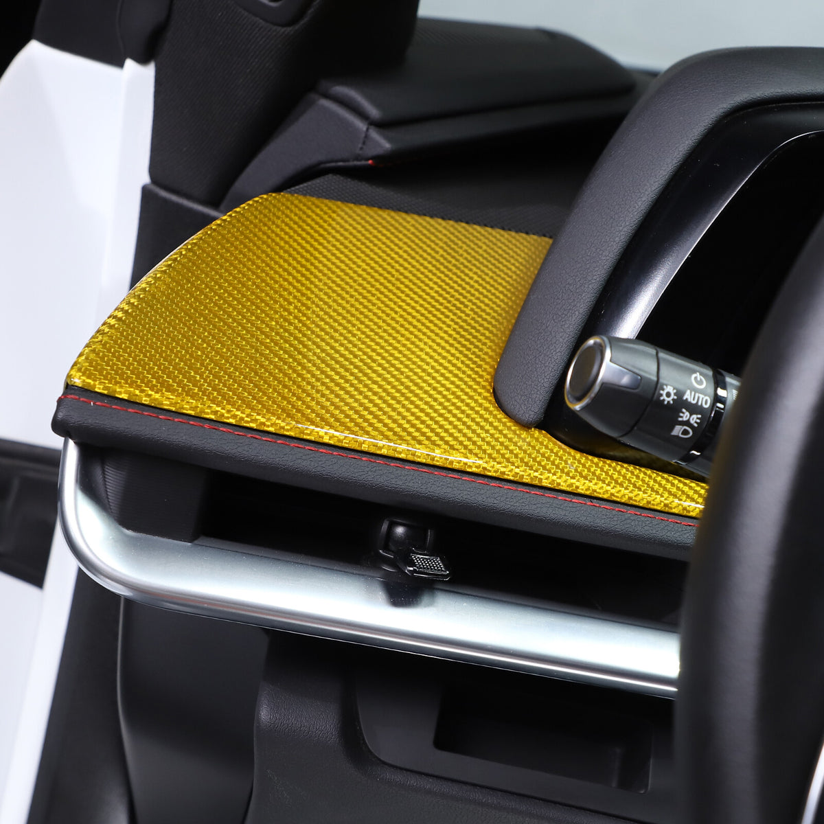 Yellow Carbon Fiber Car Driver Side Dashboard Cover Trim For Corvette C8 20-25 10