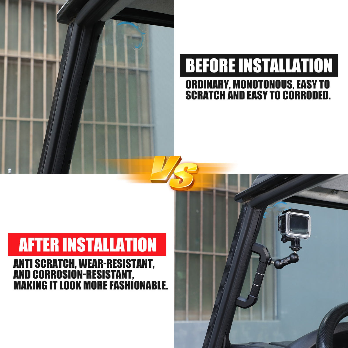 Black Aluminum A-Pillar Handle Cam Mount For Land Rover Defender L316 2004-2018 24