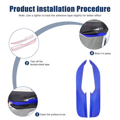 Blue Real Carbon Fiber Interior Door Anti-Kick Panel Trim For Corvette C8 2020+ 23