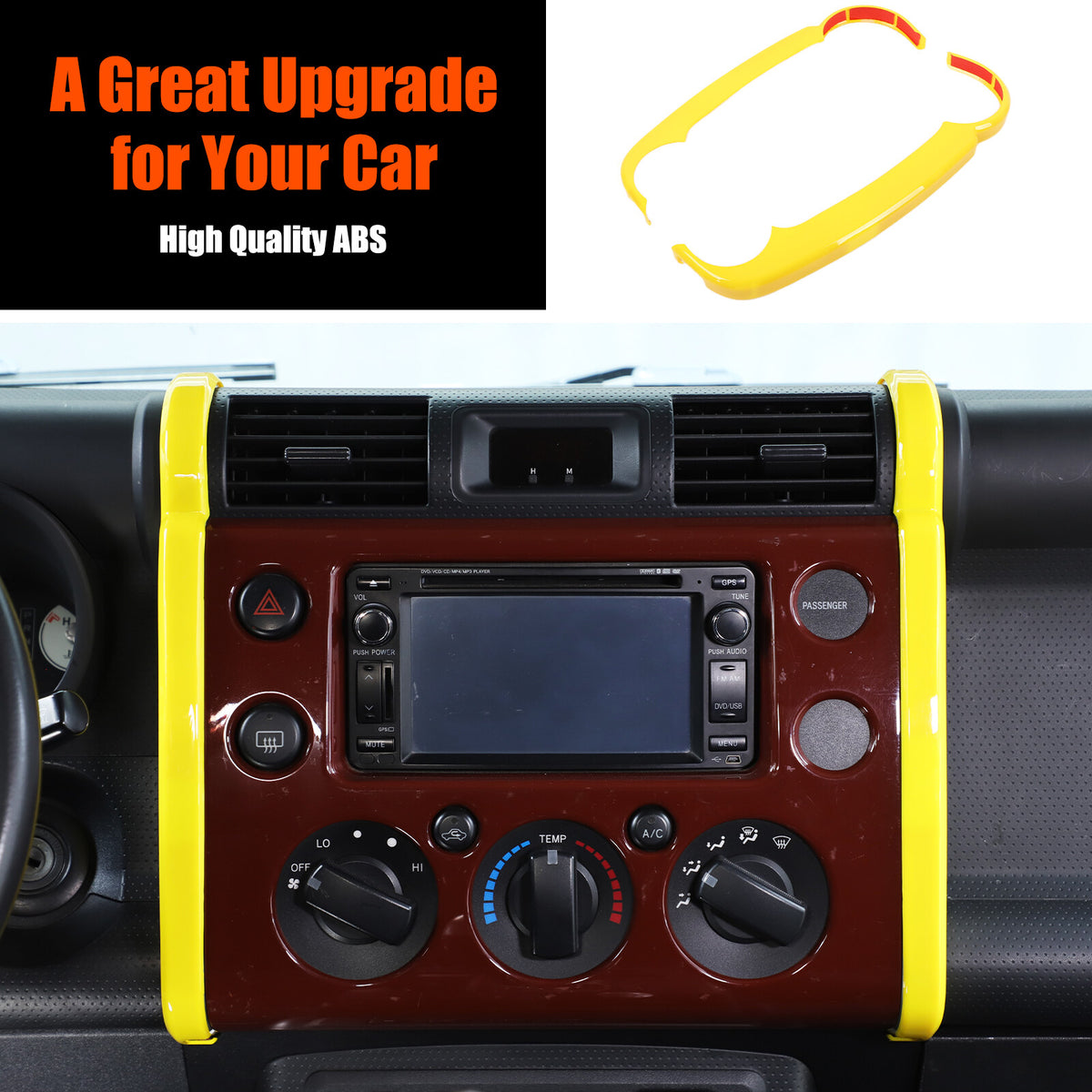 Yellow ABS Interior Center Console Trim Cover for Toyota FJ Cruiser 2007-2021 47