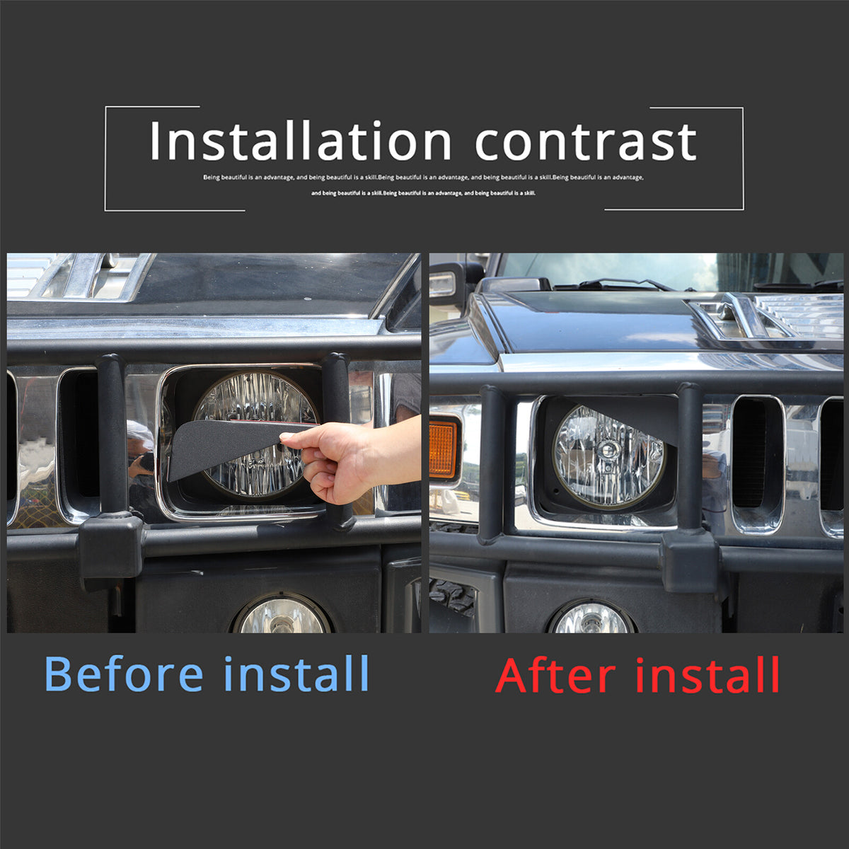 Carbon Steel Angry Eyes Headlight angle Panel Trim For Hummer H2 2003-09 10