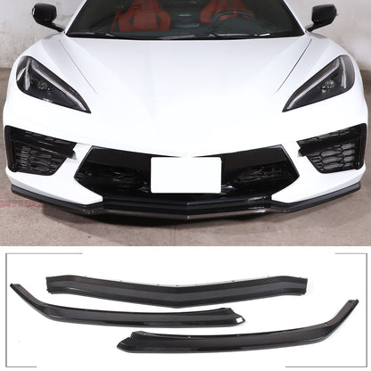 ABS Carbon Replacement Front Bumper Lip Splitter Kits Set For Corvette C8 20-25 5