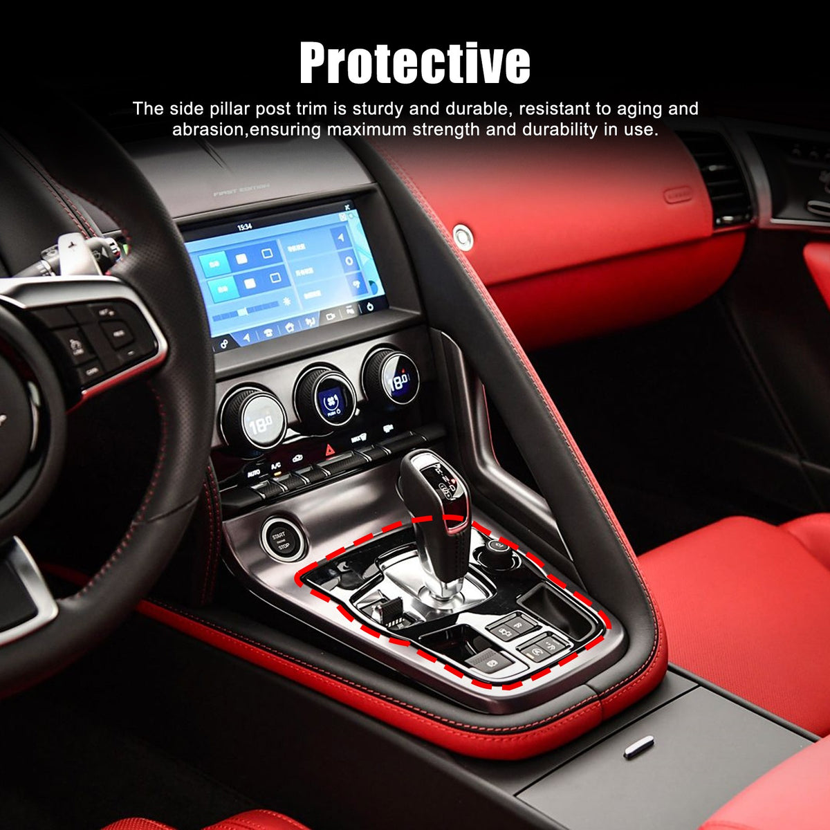 Matte Real Carbon Fiber Gear Shift Indicator Trim For Jaguar F-TYPE X152 2013+ 17