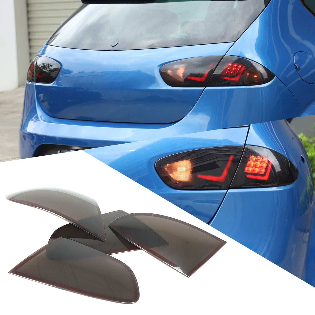 Transparent Gray Smoked Tail Light Trim Cover For Seat Leon MK2 1P1 2008-2012 16