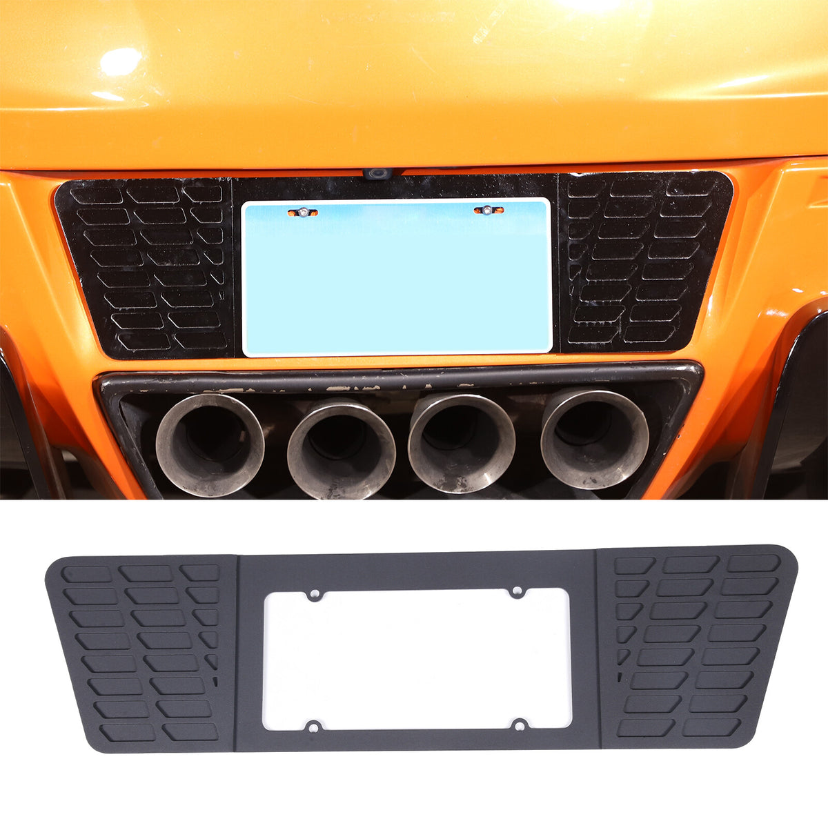 Black Alloy Rear License Plate Filler Panel Fit For Corvette C7 2014-2019 3