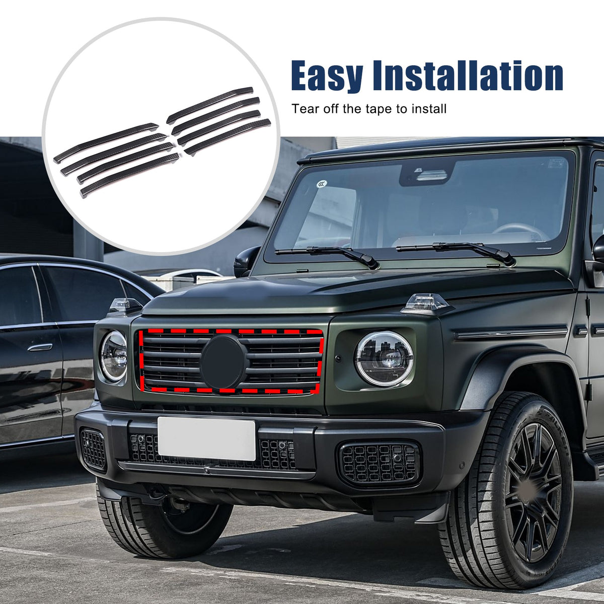 Real Carbon Fiber Front Bumper Grille Trim Kit For Benz G-Class G550 W465 2025+ 7