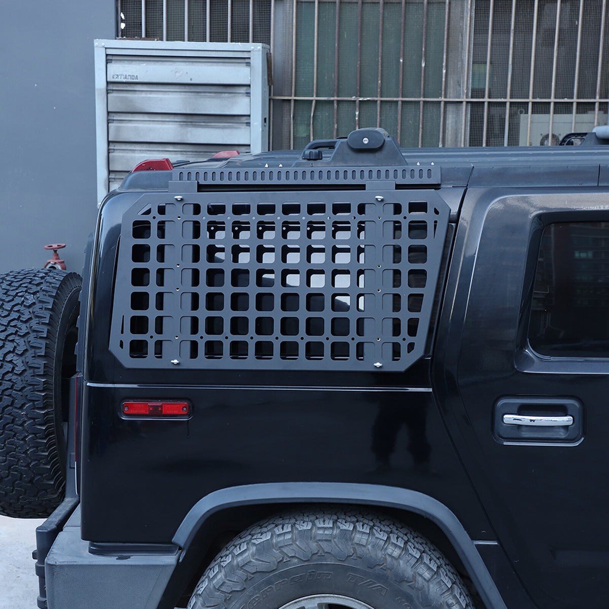 Alloy Rear Roof Climbing Ladder Rack Window Molle Panel For Hummer H2 2003-09 56