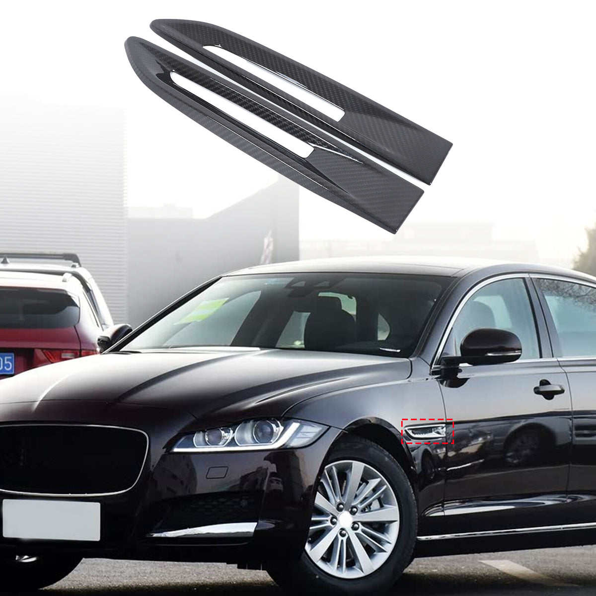 Real Carbon Fiber Side Air Vent Fender Trim For Jaguar F-pace XE XF X761 2016-20 1