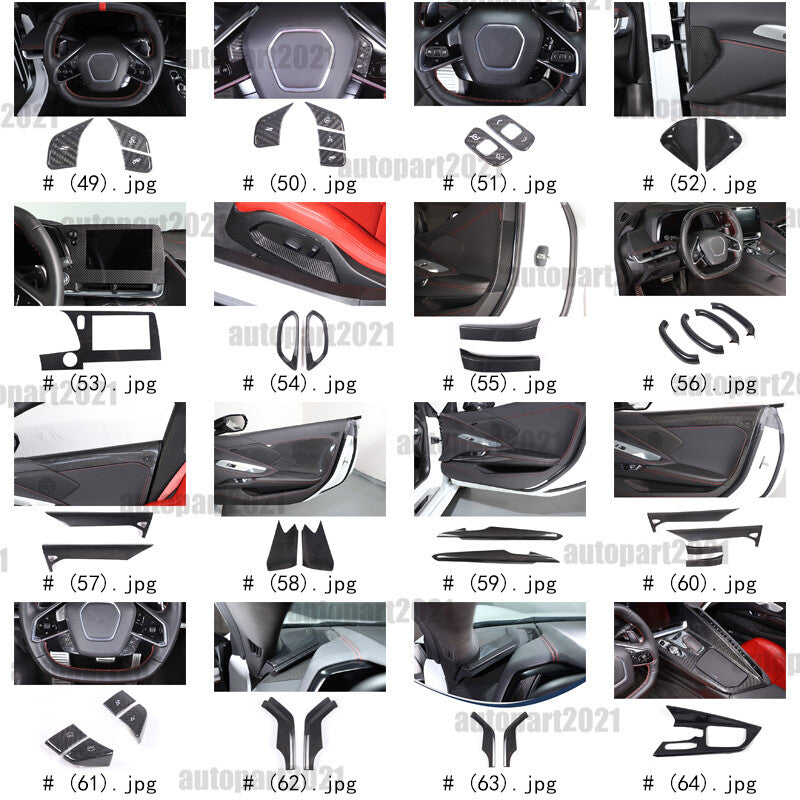 Real Dry Carbon Fiber Full Interior Set Cover Trim Kit For Corvette C8 2020-25 - Styles 61-65 5