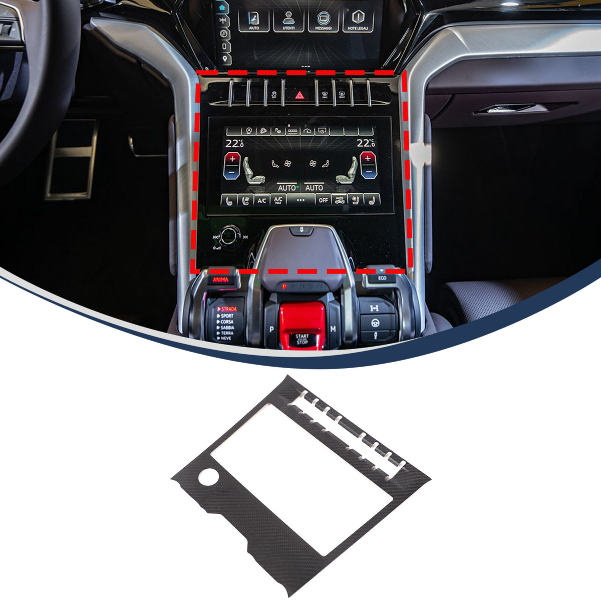 Matte Real Carbon Fiber Center Air Conditioning Trim for Lamborghini Urus 18-23 3