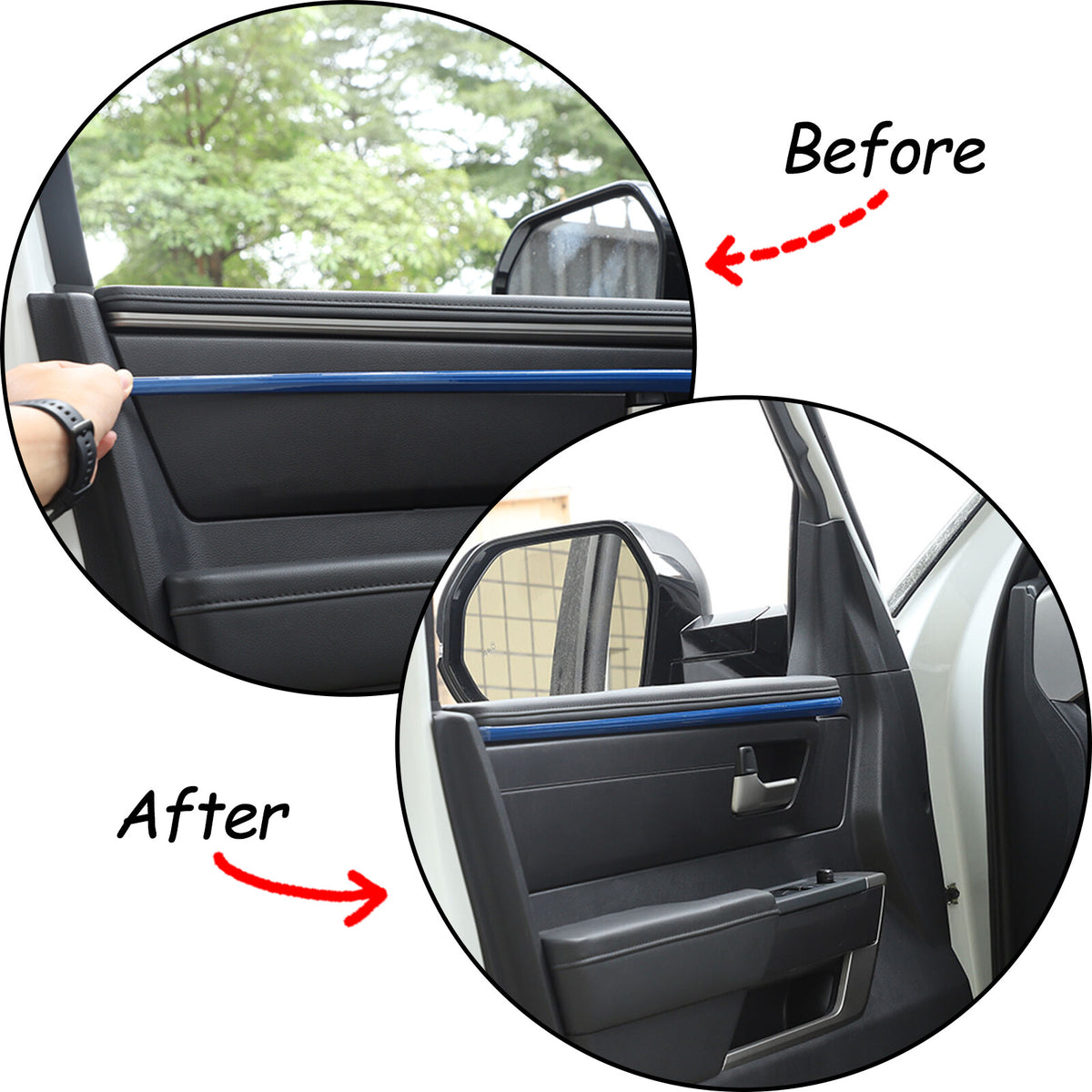 Blue inner Interior door Upper Armrest panel Trim Cover For Toyota Tundra 22-23 14