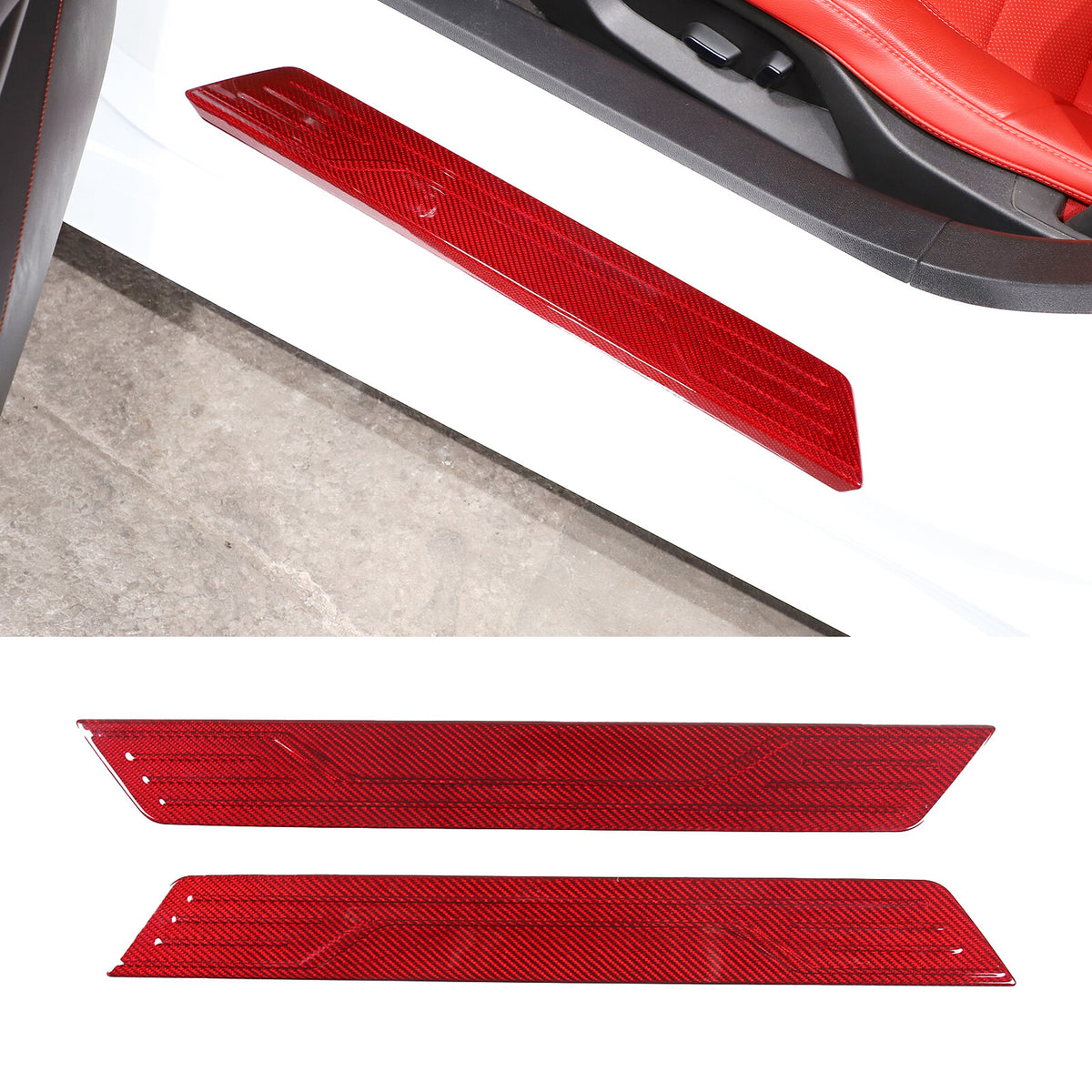 Red Real Carbon Fiber Interior Trim for Corvette C8 20-25 93