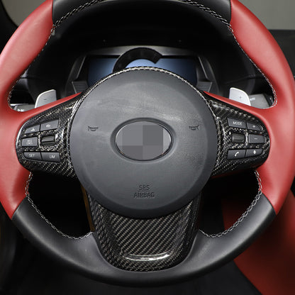 Real Carbon Fiber Interior Steering Wheel Cover Trim for Toyota Supra 2019-2024 12
