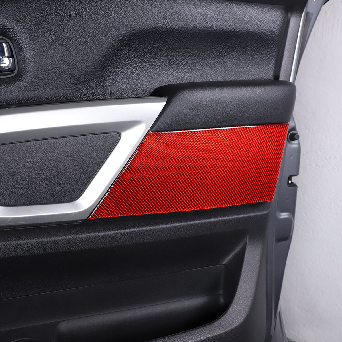 Red Carbon Fiber Inner Door Trim Panel Sticker For Nissan Titan 2016-23 6