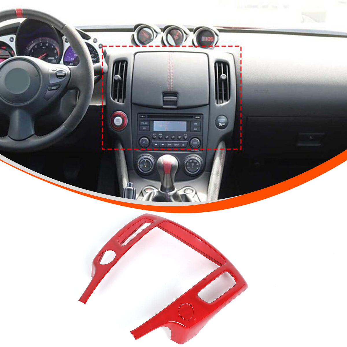 Red ABS Center Console Air Outlet Panel Frame Trim For Nissan 370Z Z34 2009-20 5