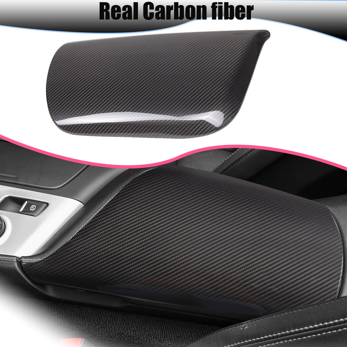 Real Carbon fiber Center Console Armrest Box Cover Trim For Corvette C7 2014-19 1