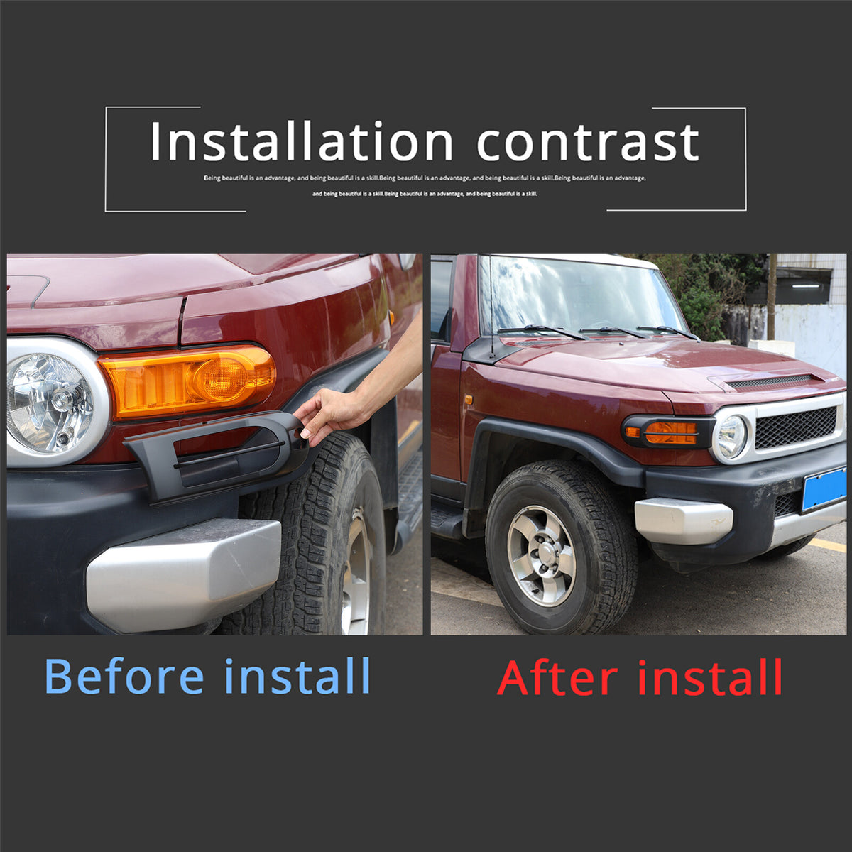 13pcs Matte Black Exterior Decor Cover Trim Kit For Toyota FJ Cruiser 2007-2022 15