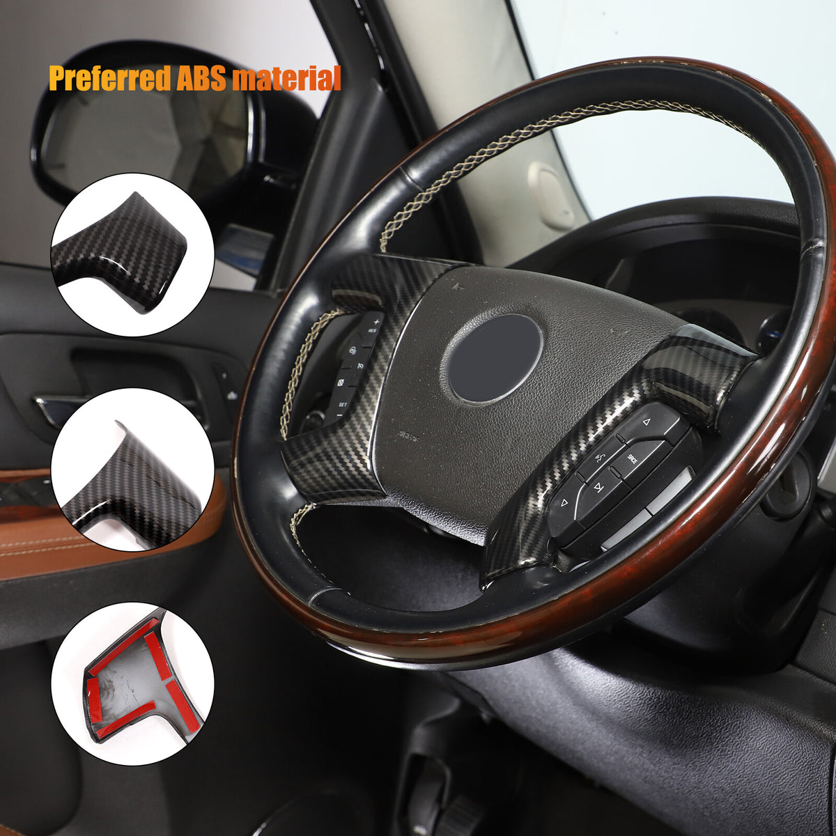 ABS Carbon Fiber Interior Decor Trim Cover For Cadillac Escalade 2007-14 46