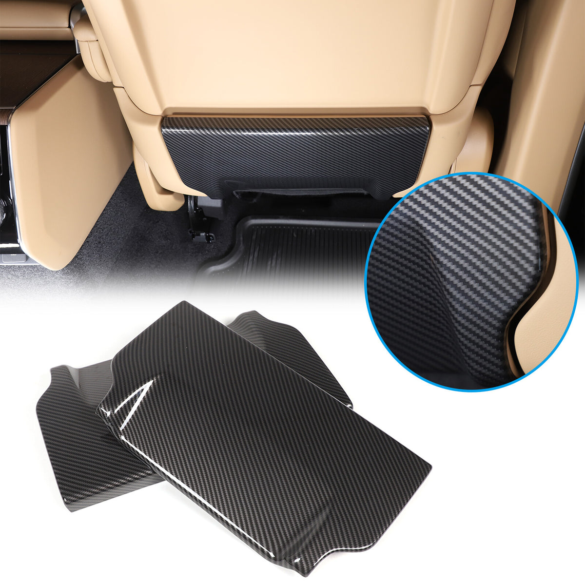 ABS Carbon Fiber Seat Back Anti-kick Panel Trim Cover For Range Rover Vogue 18+ 18