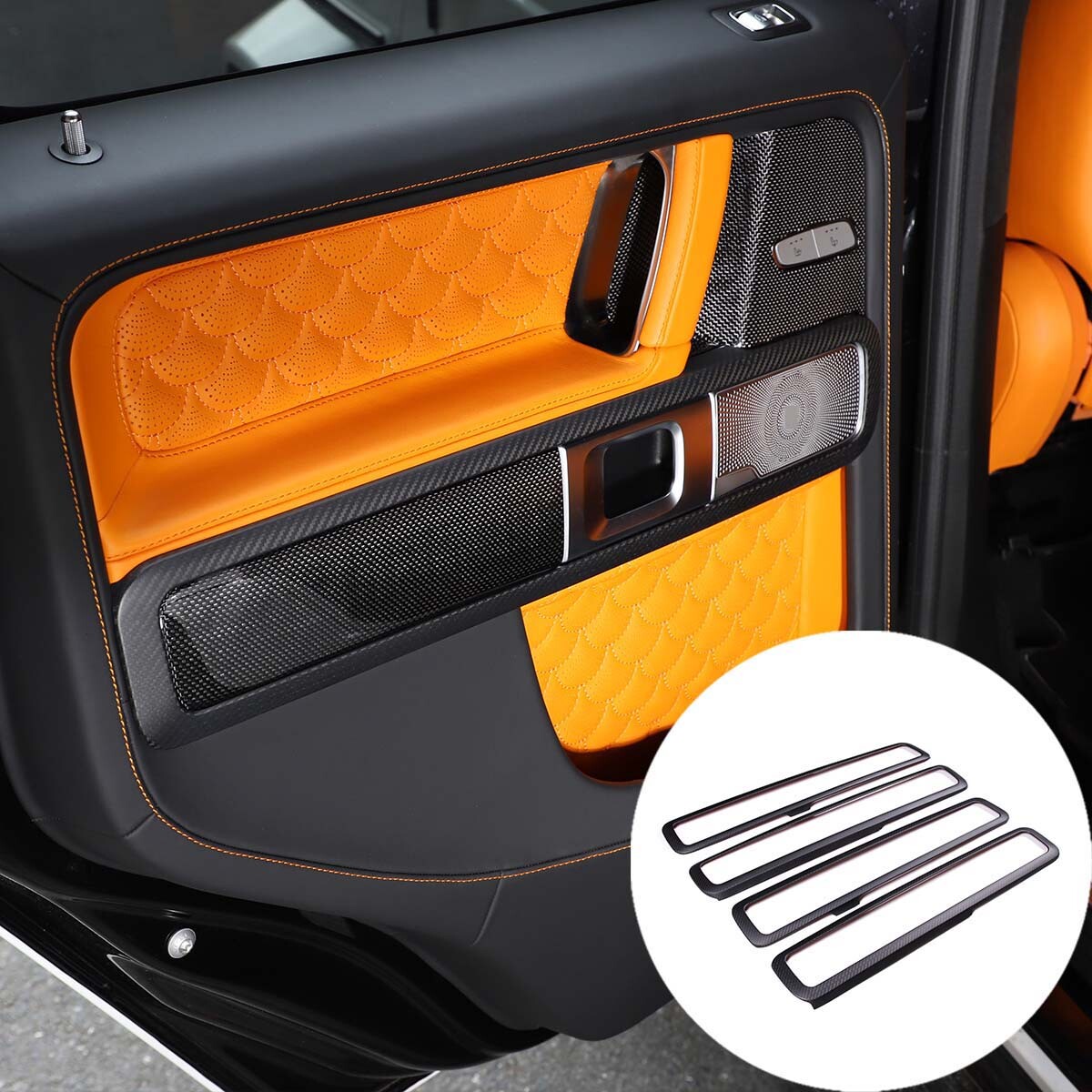 Matte Black Interior Inner Door Frame Cover Trim For Mercedes Benz G Class 19-20 1
