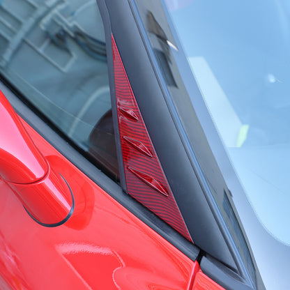 Red Real Carbon Fiber Window Triangle A-Pillar Cover Trim For Corvette C6 05-13 9