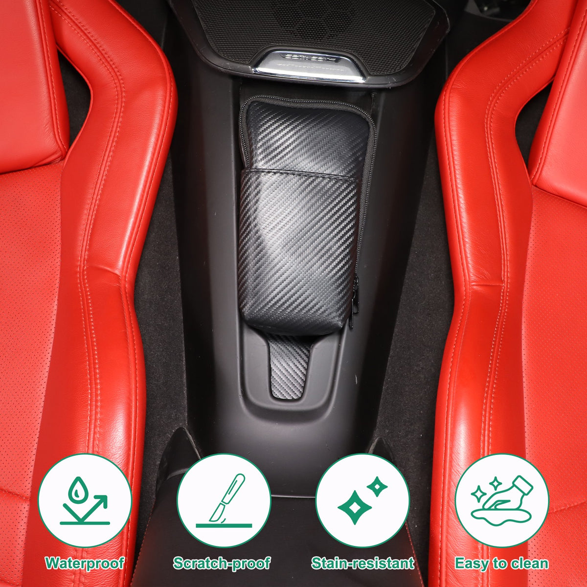 Carbon Fiber Pattern Rear Seat Center Storage Bag For Corvette C8 2020+ 16