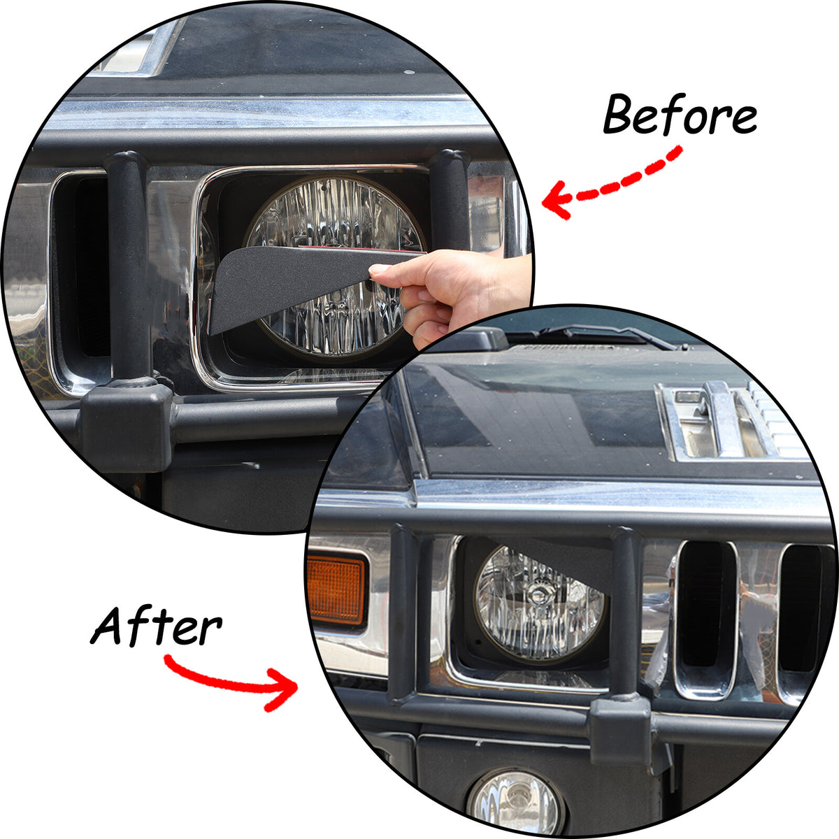 Carbon Steel Angry Eyes Headlight angle Panel Trim For Hummer H2 2003-09 8