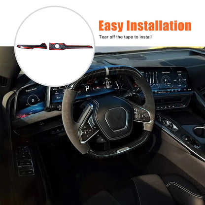 ABS Carbon Fiber Steering Wheel Side Dashboard Trim For Corvette C8 2026+ US 19