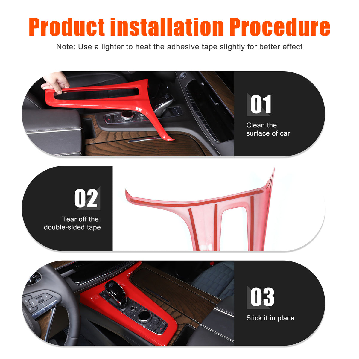 Red ABS Center Control Gear Trim Panel Trim Cover For Cadillac Escalade 21-23 US 19