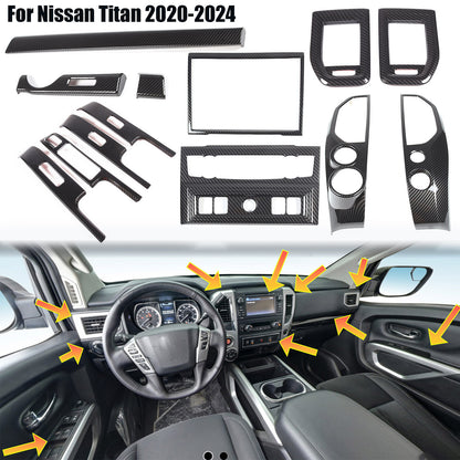 Center Console Interior Trim Cover Full Set Kit For Nissan Titan 4 door 2020-24 1