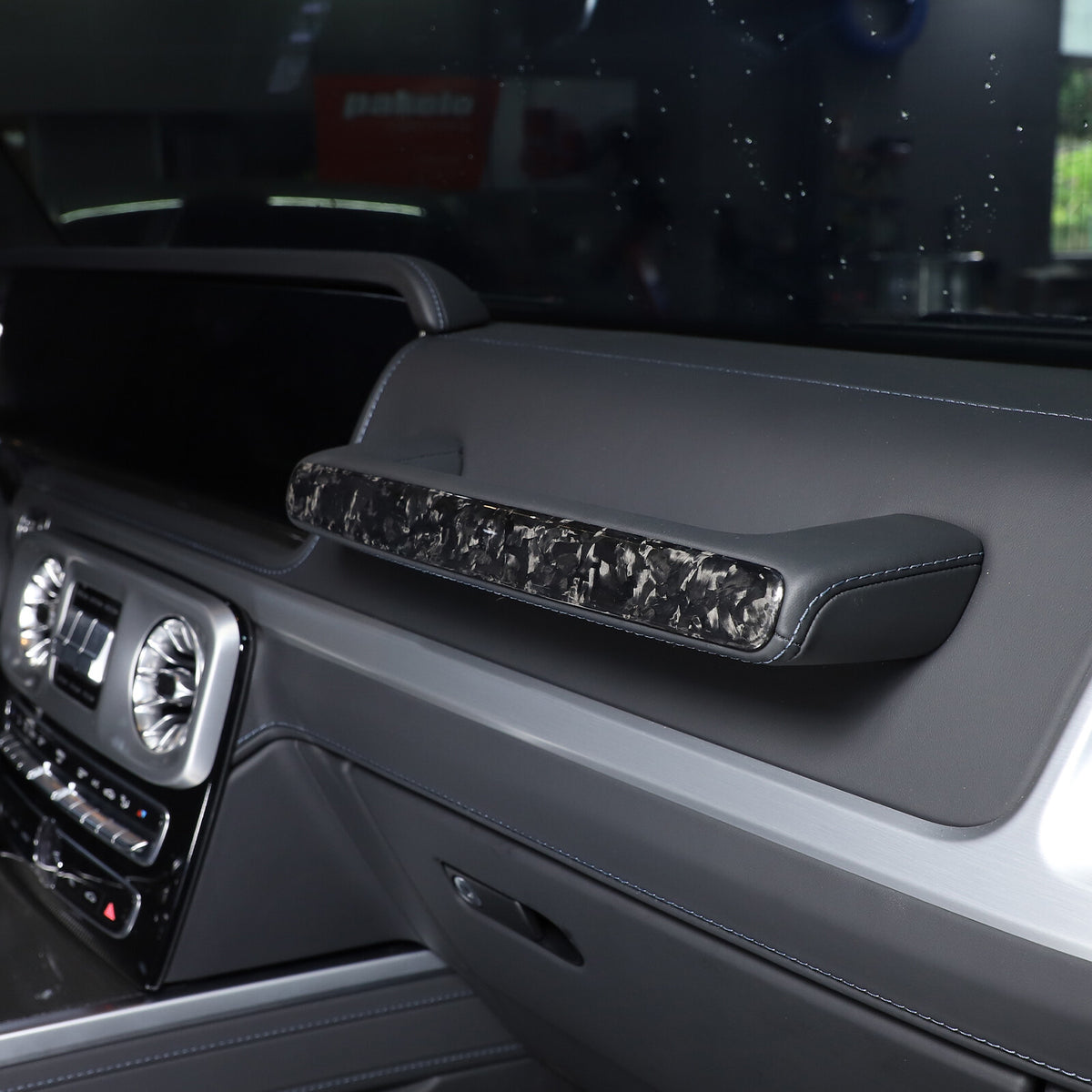 Carbon Copilot Glove Box Handle Decoration Cover For Benz G-Class W463 2019-2023 3
