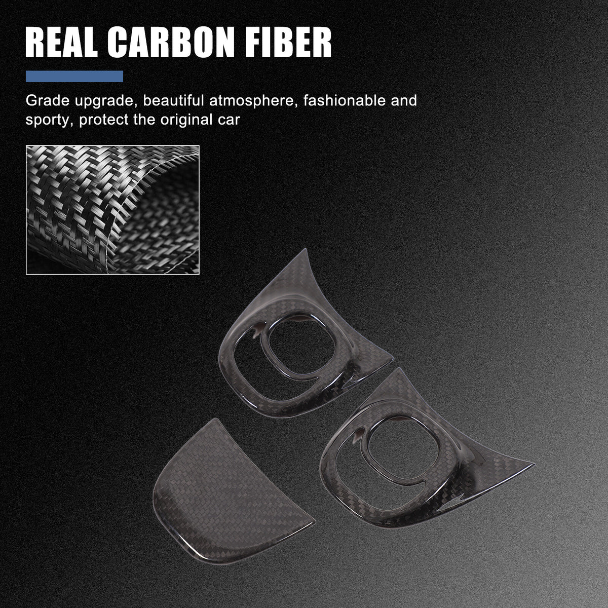 Real Carbon Fiber Steering Wheel Button Trim For Fiat 500 Abarth 595 695 2021-23 18