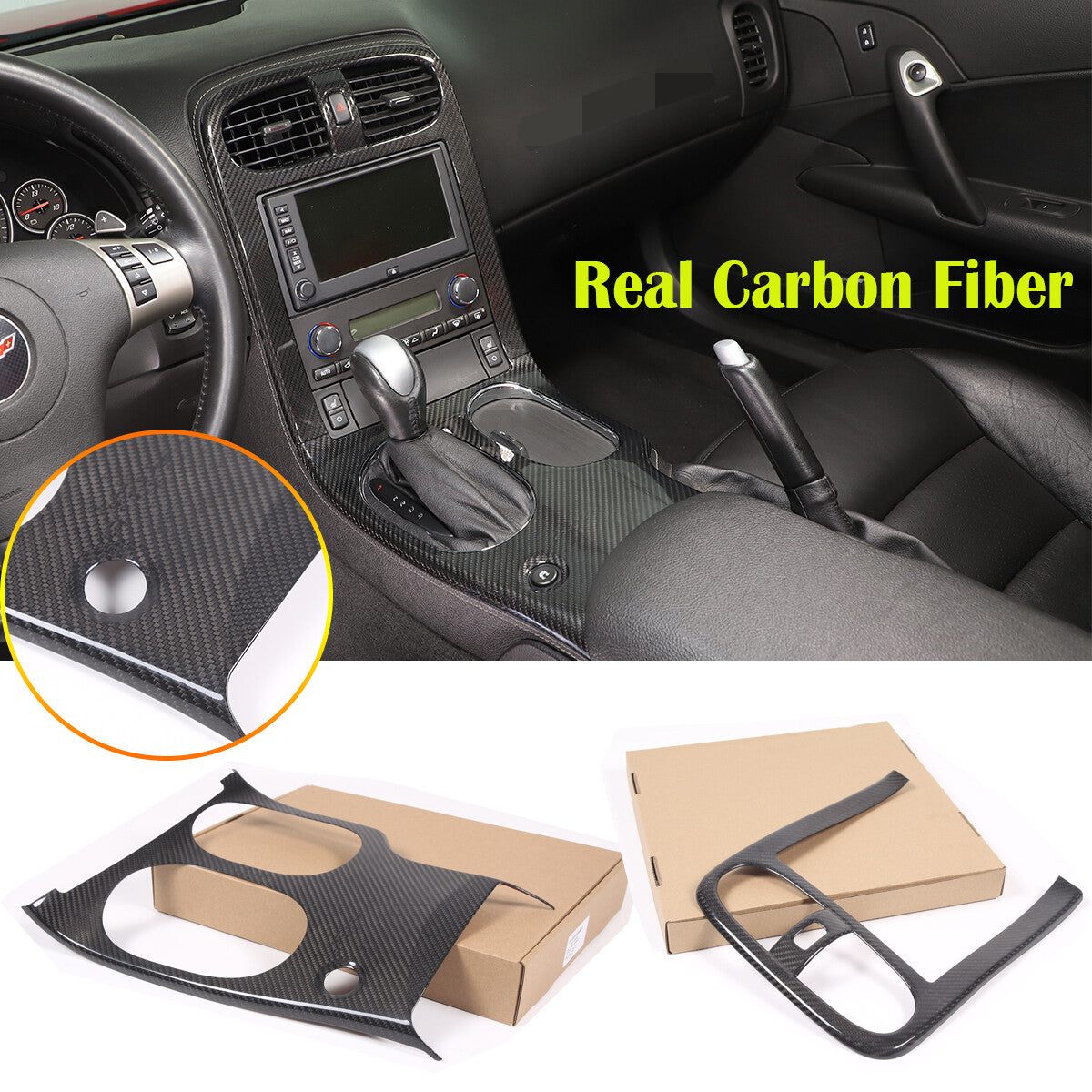 Real Carbon Fiber Interior Full Center Console Trim Set For Corvette C6 2005-13 2