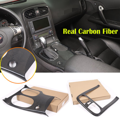 Real Carbon Fiber Interior Full Center Console Trim Set For Corvette C6 2005-13 2