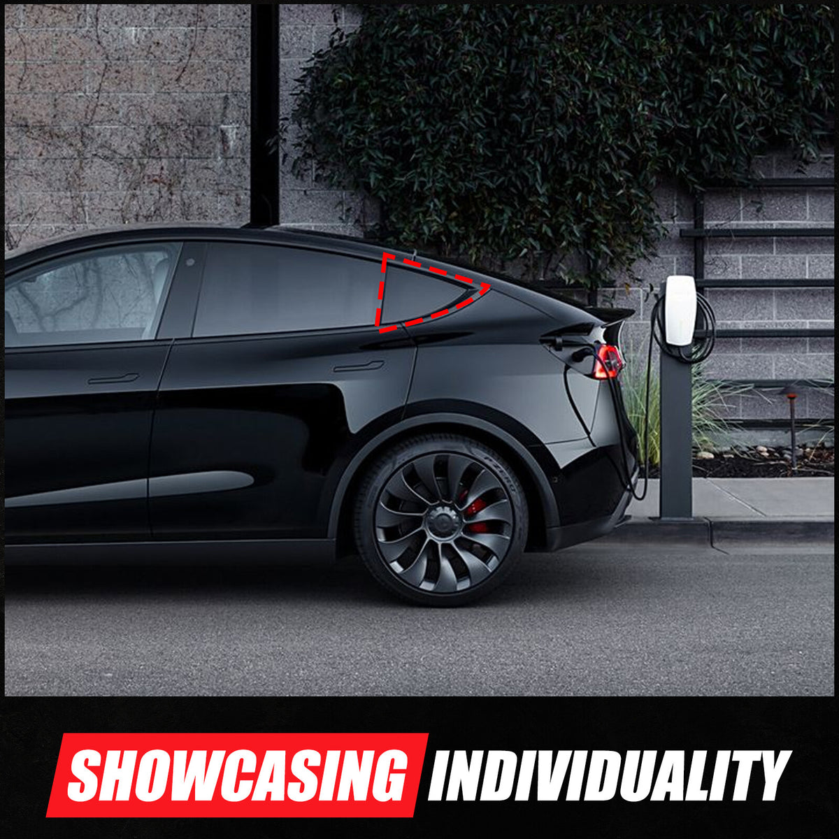 Honeycomb Exterior Rear Quarter Door Window Pillar Trim For Tesla Model Y 4