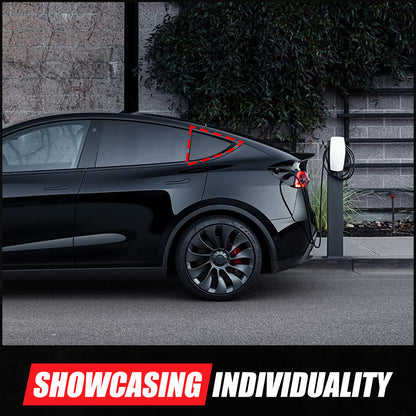 Honeycomb Exterior Rear Quarter Door Window Pillar Trim For Tesla Model Y 4