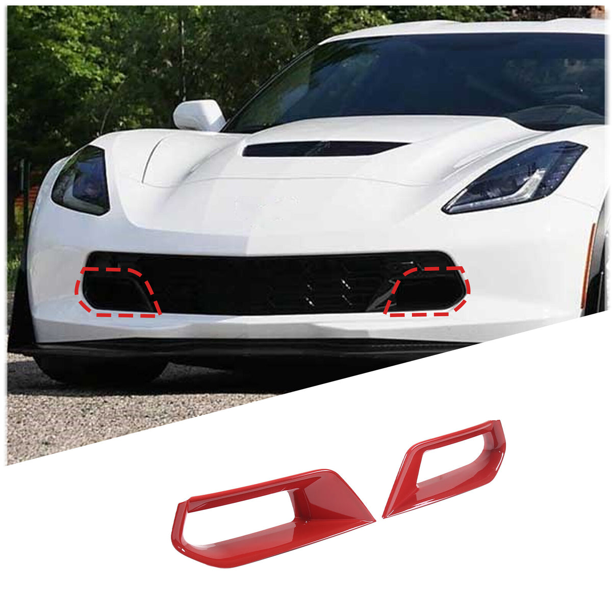 Red Front Lower Grille Air Inlet Intake Radiator Vent Trim For Corvette C7 US 8