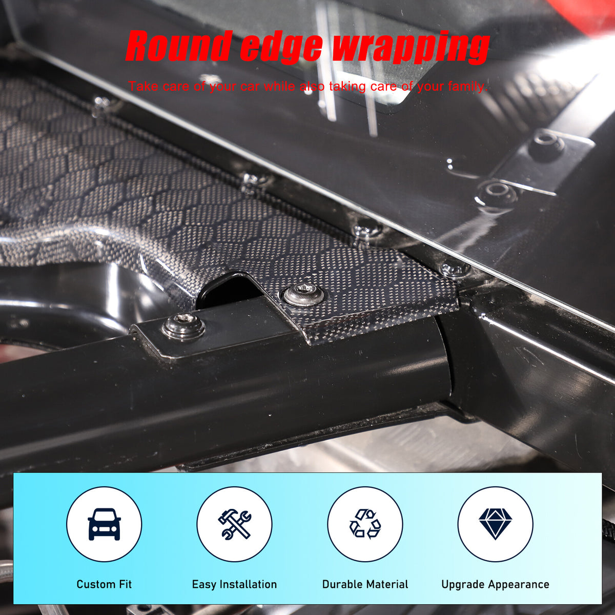 Honeycomb Carbon Fiber Engine Bay Corner Base Cover Overlay For Corvette C8 20+ 4
