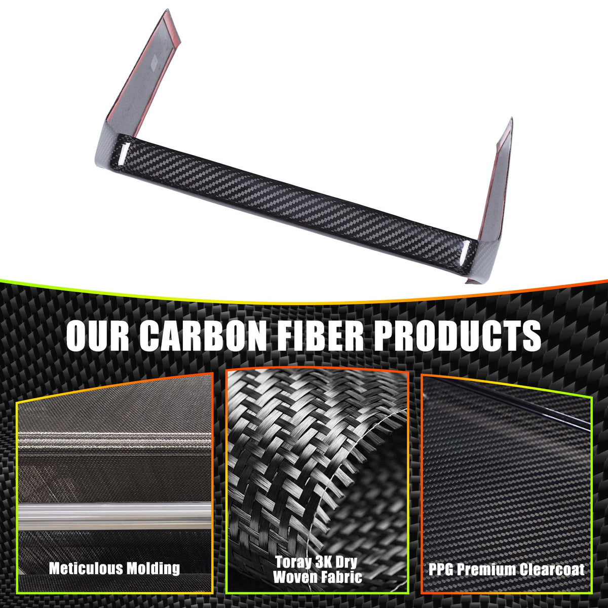 Real Dry Carbon Fiber Center Console Interior Trim For Tesla Cybertruck 2024+ 42