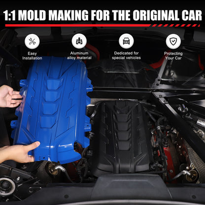 Blue Engine Bay Panel Cover Trim in Edge Blue For Corvette Coupe C8 2020-2026 15