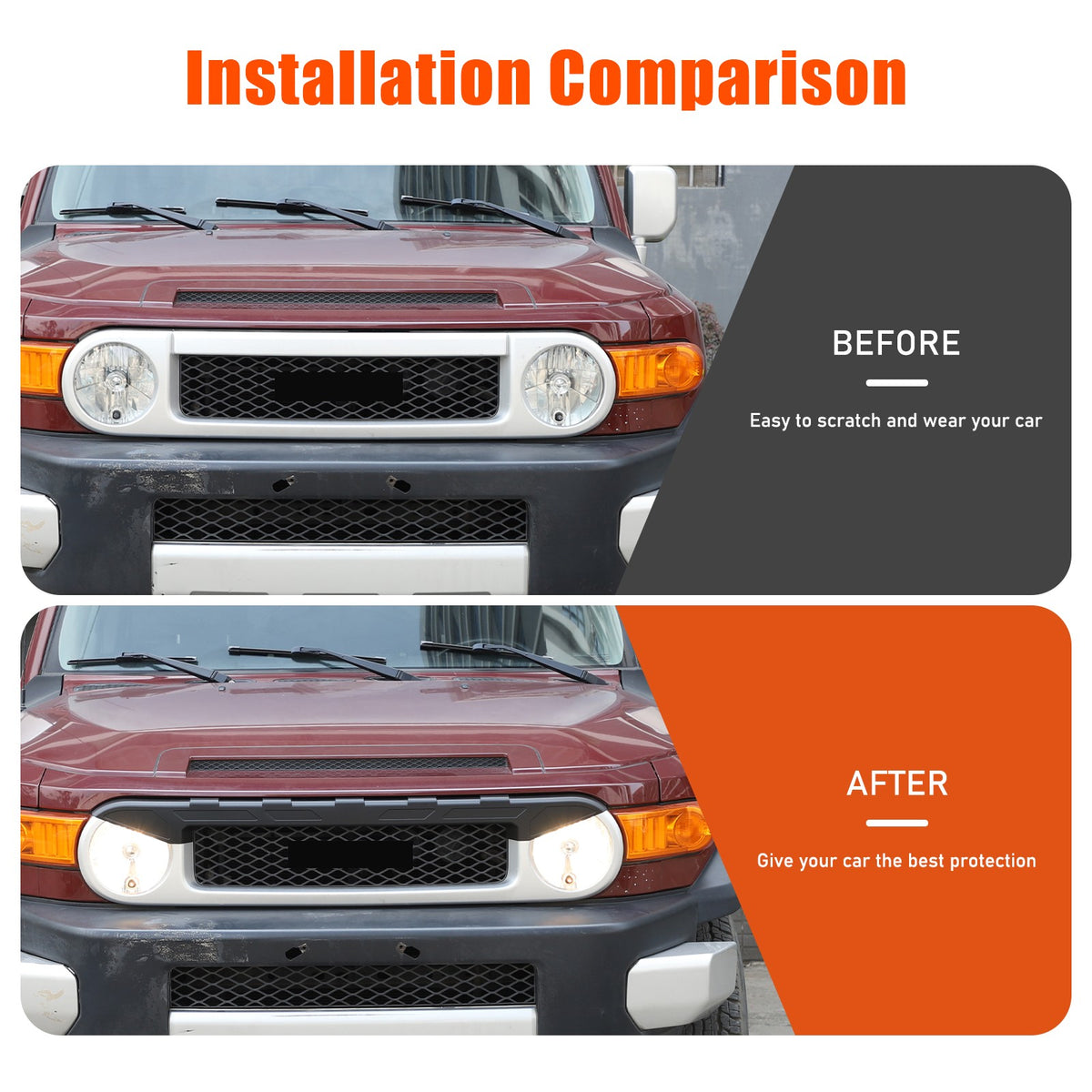 Matte Black ABS Front Grille Headlight Trim For Toyota FJ Cruiser 2007-2021 US 24