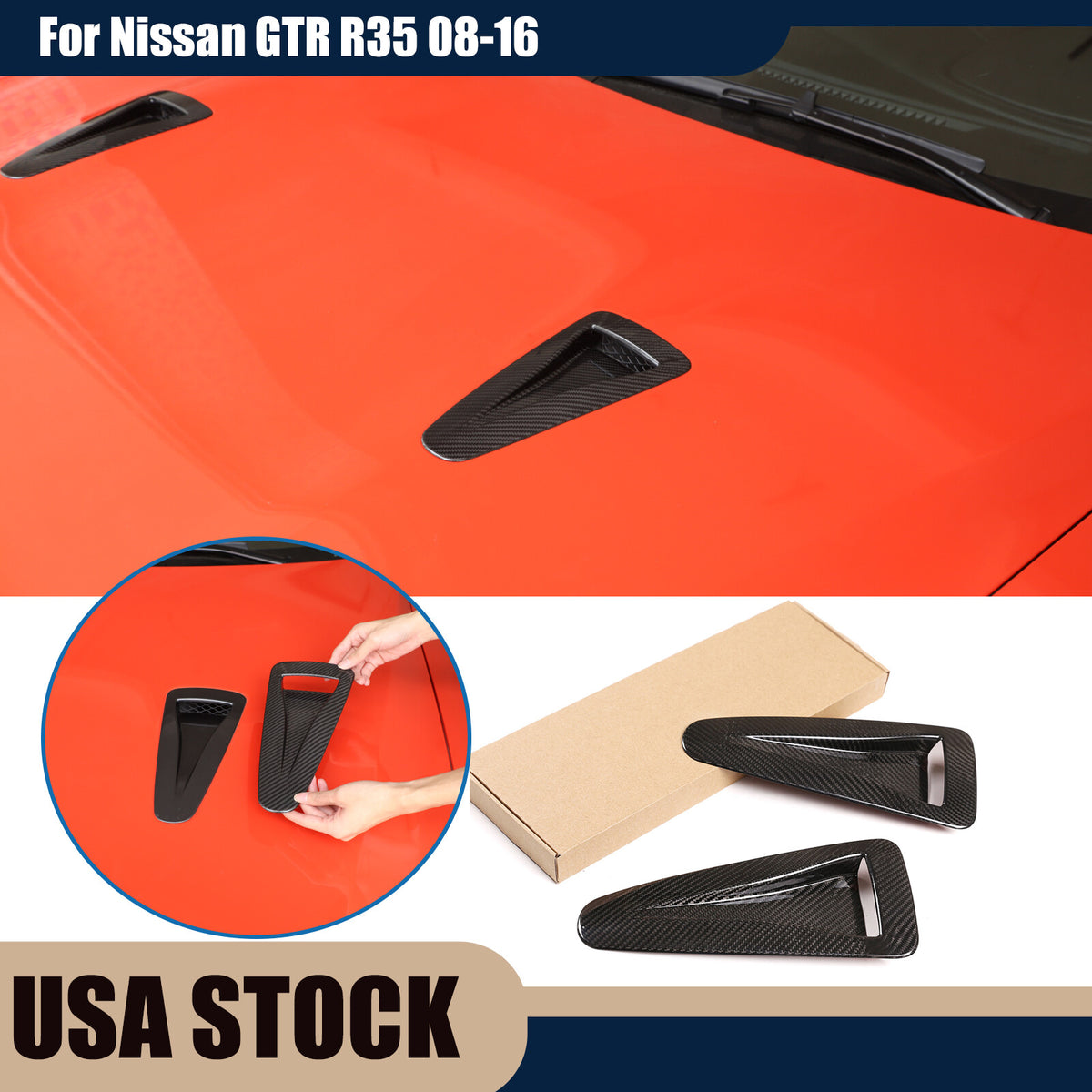 Hood Bonnet Vent Air Flow Intake Scoop Side Fender For Nissan GTR R35 08-16 US 1