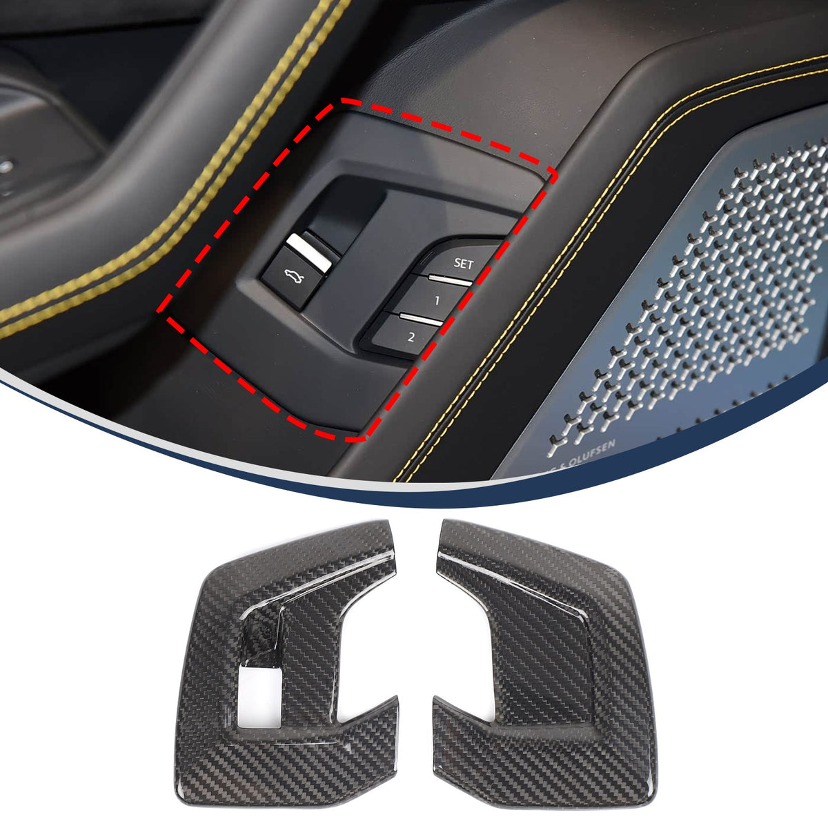 Real Carbon Fiber Rear Door Switch Cover Trim For Lamborghini Urus 2018-21 US 3