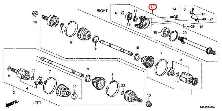 Honda OEM Half Shaft Assy 44500-T0A-A00 for 2012-2014 CR-V 3