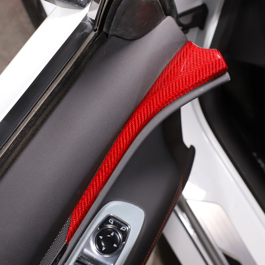 Red Real Carbon Fiber Interior Window Upper Door Panel trim For Corvette C8 20+ 1