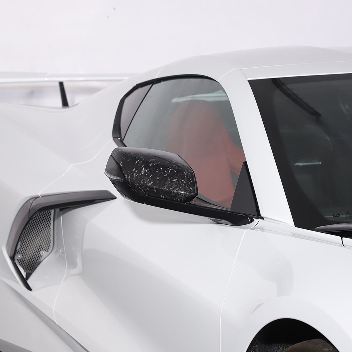 Forged Real Carbon Fiber Side Review Mirror Cover Trim For Corvette C8 2020-26 5