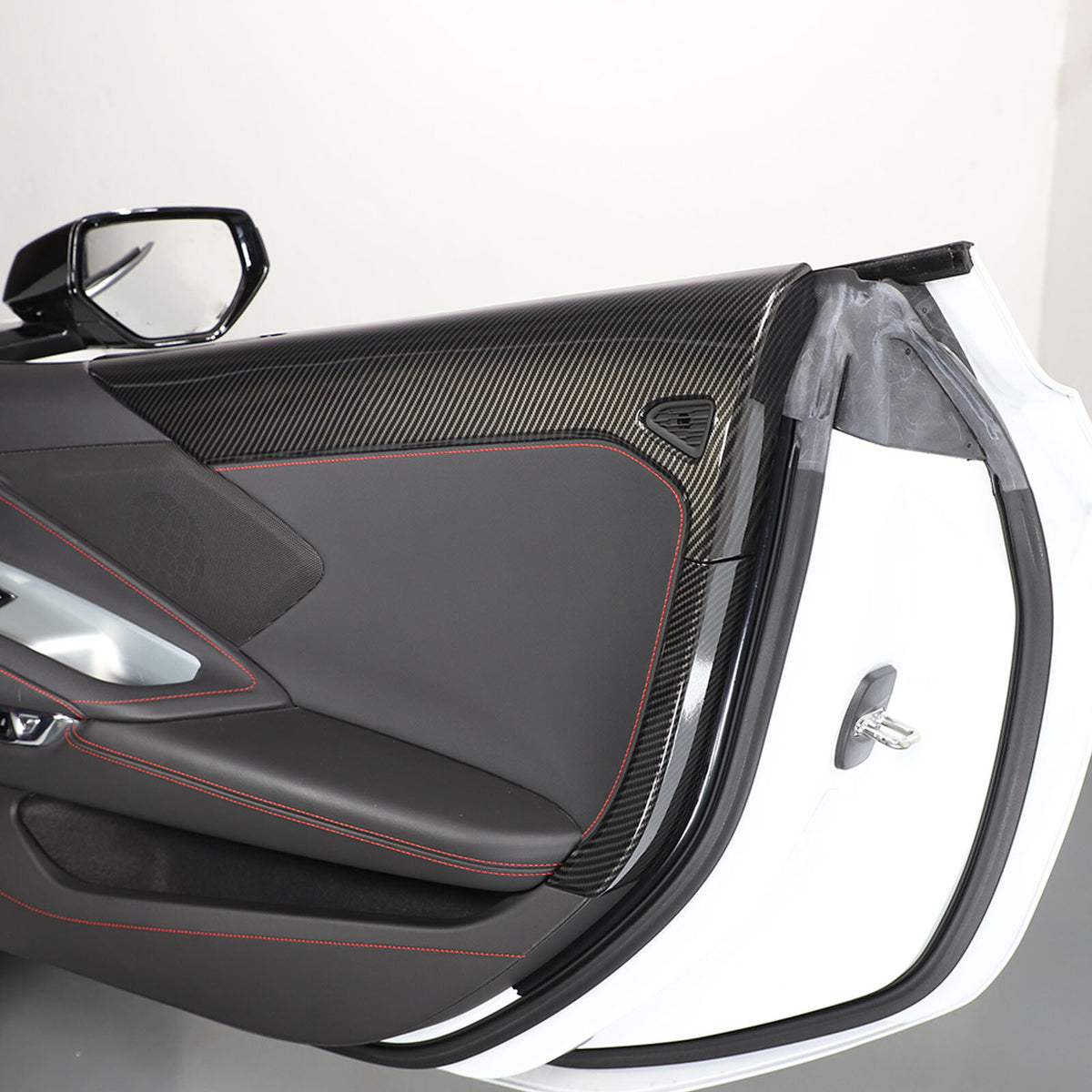 Carbon Fiber Style Inner Interior Door Panel Cover Trim For Corvette C8 20-26 7
