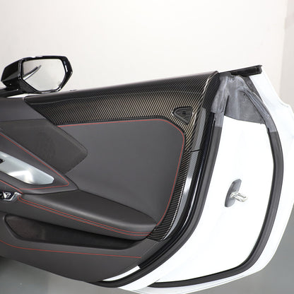 Carbon Fiber Style Inner Interior Door Panel Cover Trim For Corvette C8 20-26 7