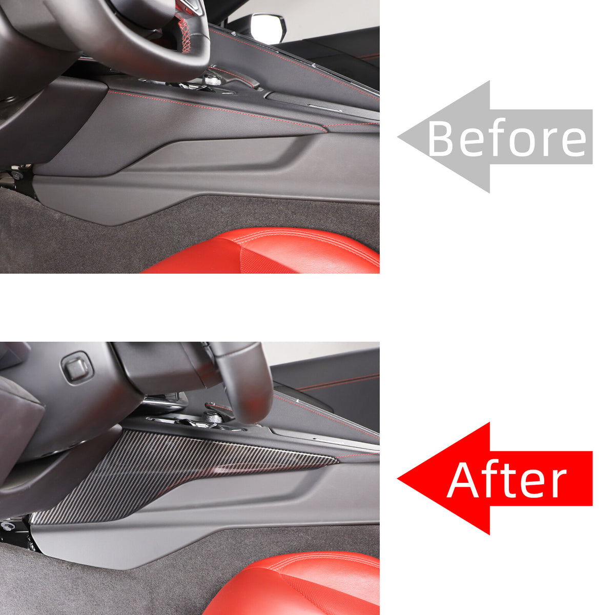 Carbon fiber ABS Console Gear Shift Side Trim Cover For Corvette C8 2020-2025 7